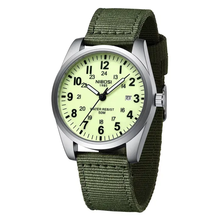NIBOSI hommes montres aiguilles lumineuses horloge de luxe militaire sport calendrier Quartz montre-