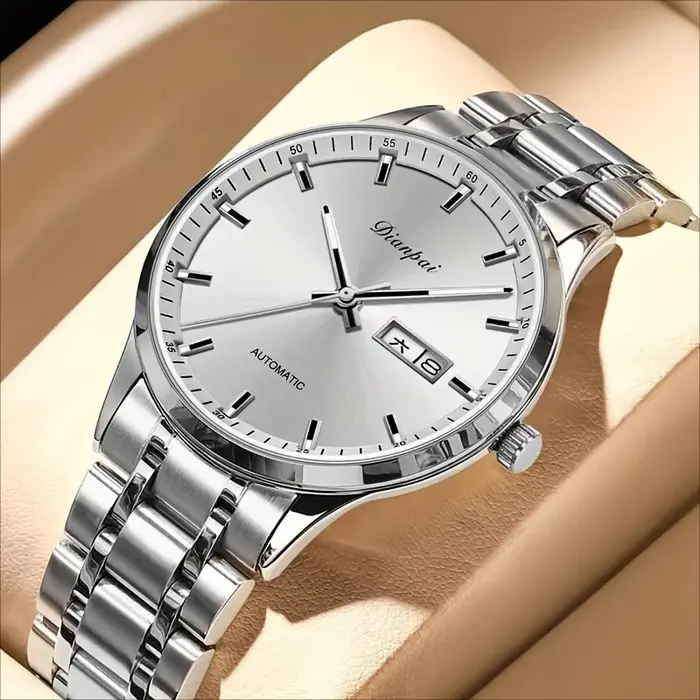 Dianpai montre mécanique entièrement automatique de luxe pour hommes Original en acier inoxydable calendrier nom