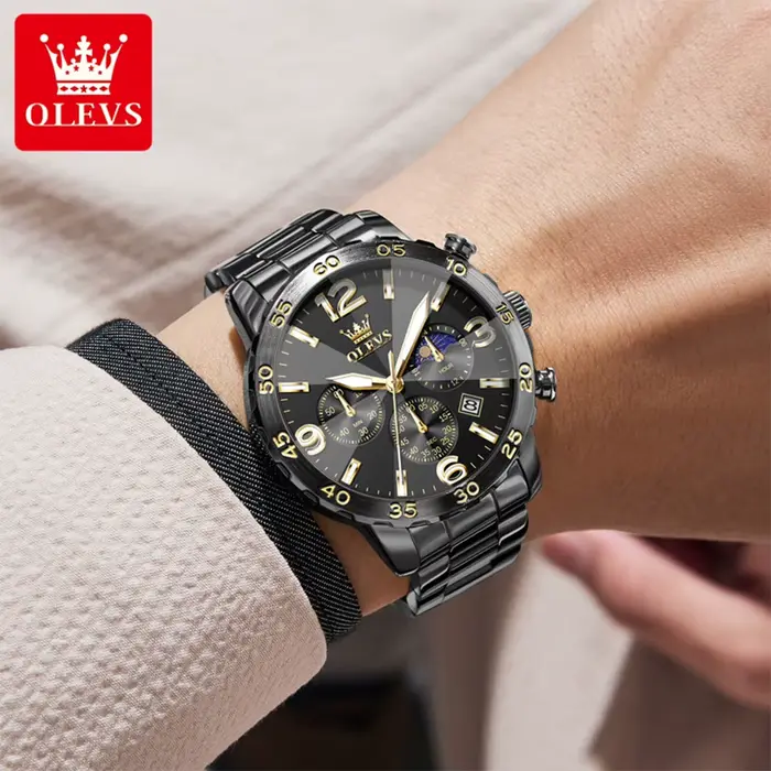 OLEVS 3678 montre pour hommes Original en acier inoxydable