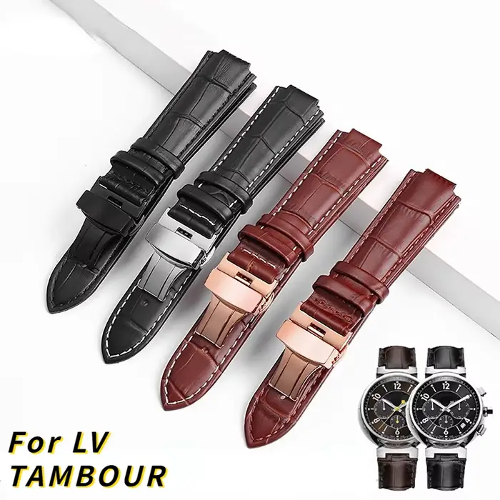 Bracelet de montre en cuir véritable pour homme et femme