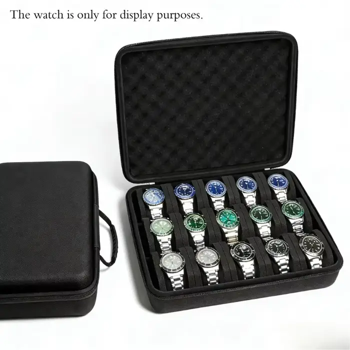 Boîte de montre 15 cartes, magasins 15 montres, adaptée aux montres grandes et petites, avec oreiller éponge antichoc, portable pour voyage