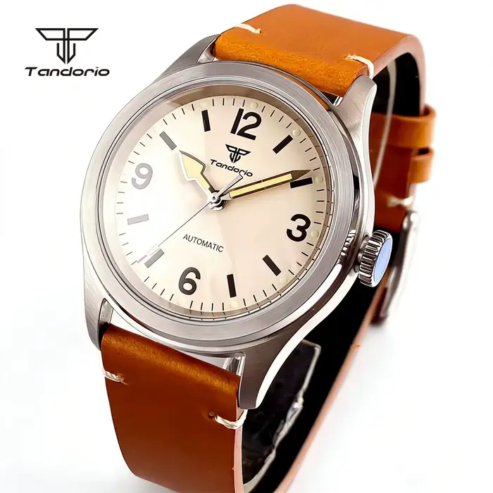 Montre de Terrain Tandorio 38mm Mécanique Automatique Vintage Lumineuse Occasions Spéciales Hommes