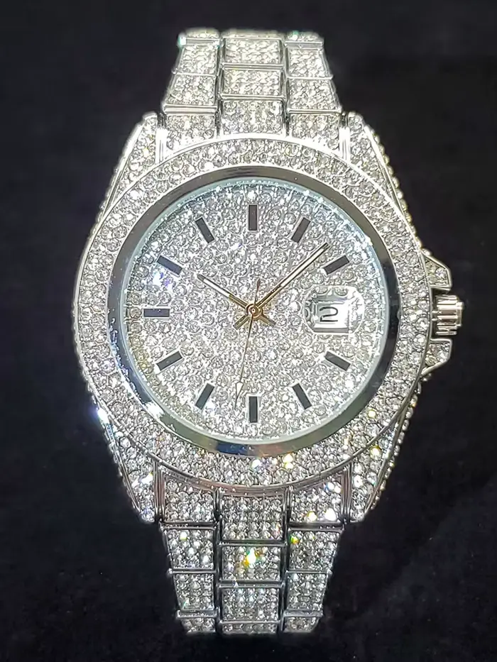 Montre à Quartz pour Hommes Luxe avec Calendrier Complet, Luminosité des Aiguilles, Fermoir Caché à Bouton-Poussoir Occasions Spéciales