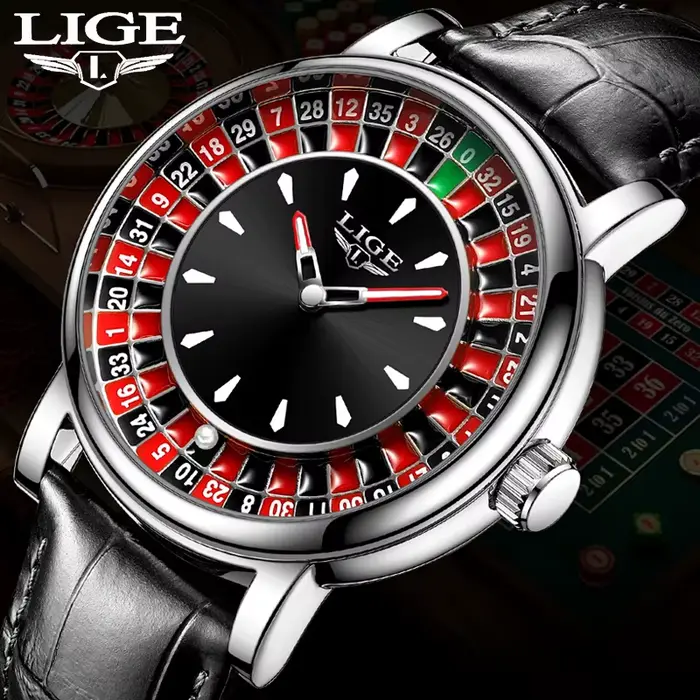 LIGE montres de luxe créatives hommes Roulette jeu cadran mode