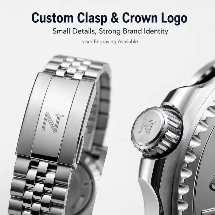 Montre GMT avec logo de marque personnalisé pour hommes