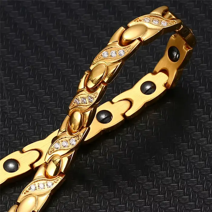 ARADOO luxe zircone cristaux titane acier Bracelet