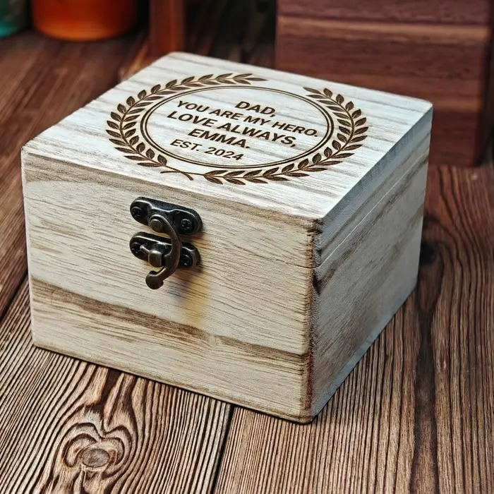 Boîte à montre unique en bois de paulownia personnalisée, gravée au laser, vintage, coffret cadeau p