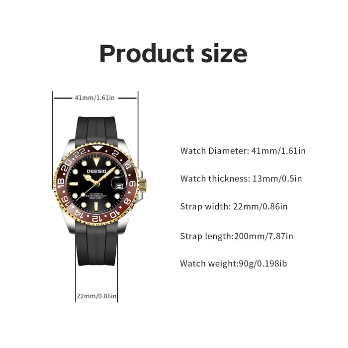 Deesio montre mécanique automatique pour hommes en acier inoxydable 316L affichage de la Date décontracté étanche
