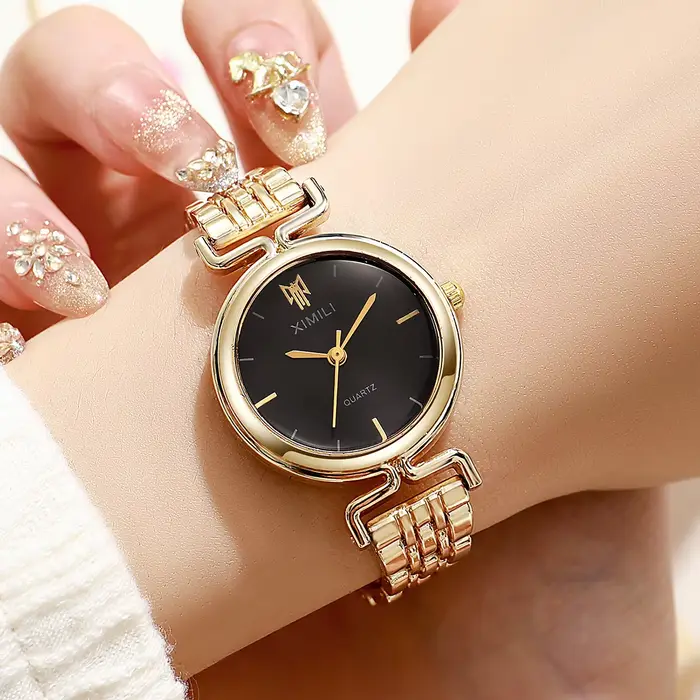 Montre élégante pour femme avec bracelet en acier inoxydable, quartz, design simple et résistant aux chocs pour toutes les occasions