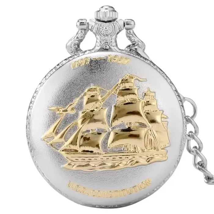 Montre de poche à Quartz avec pendentif en toile de voile argentée 1797 – 1997