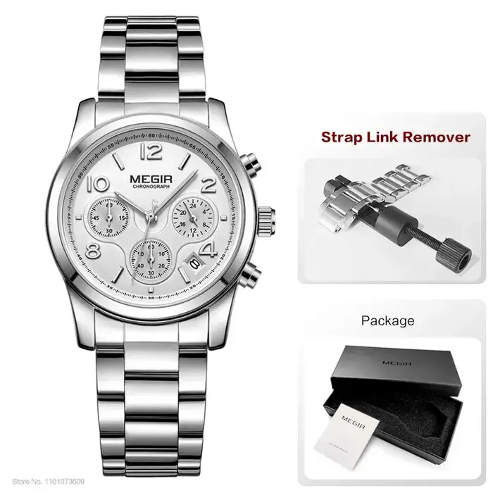 Megir dames montre chronographe montres à Quartz femmes haut de gamme de luxe montre-bracelet en or Rose Relogio Feminino часы жletiе 2057