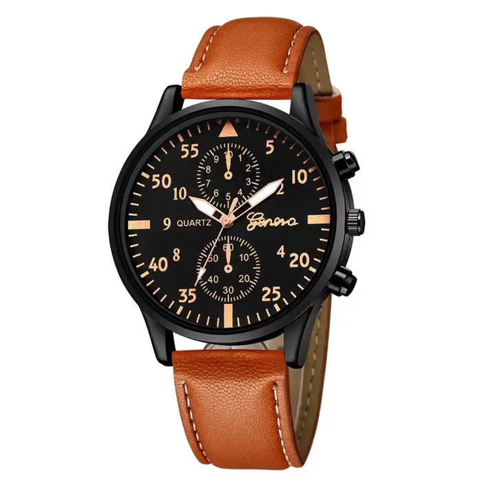 Reloj zones bre-Montre-bracelet à quartz en cuir pour homme d'affaires