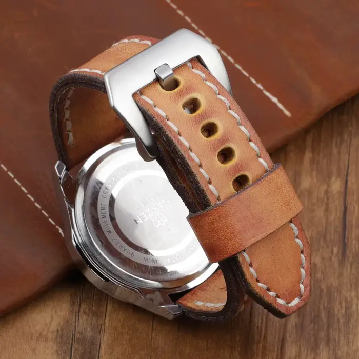 Bracelet de montre Vintage en cuir véritable fait à la main pour hommes