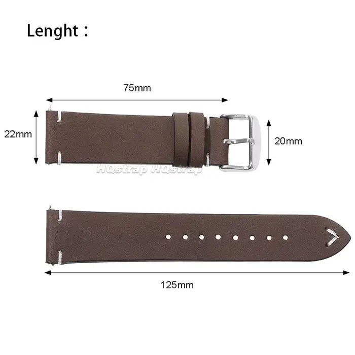 Bracelet en cuir véritable 18mm 20mm 22mm