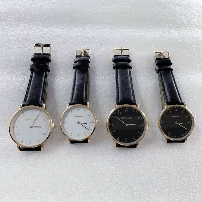 Montre-bracelet à quartz personnalisée avec logo personnalisé, montre de marque privée, numéro hébreu, langue