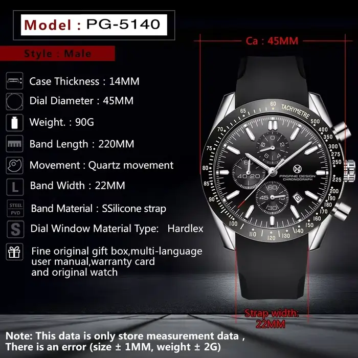 (PAGRNE) Montres à quartz pour hommes PAGANI DESIGN