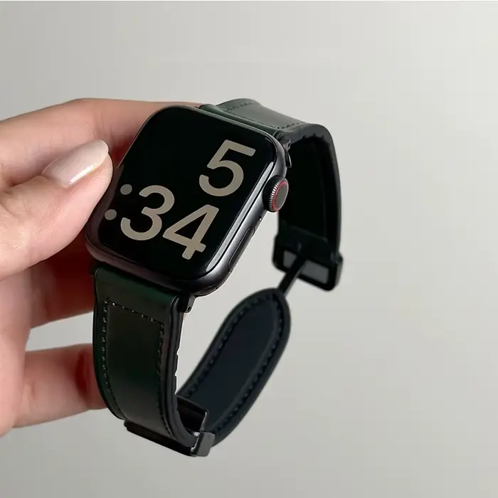 Bracelet en silicone et cuir pour Apple Watch Série 10 9 8 7 6 12mm 14mm Compatible Bracelet Magnétique Multicolore Unisexe Occasions Spéciales