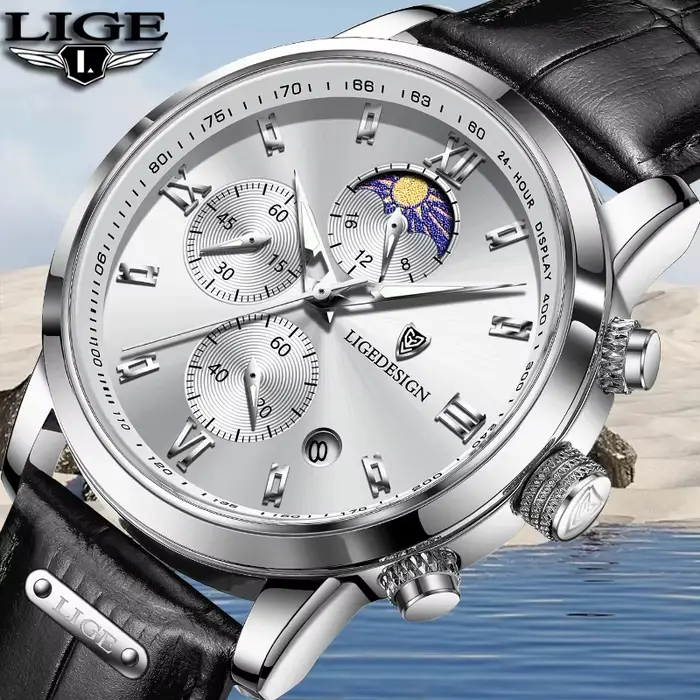 Montre militaire à quartz en cuir étanche pour homme