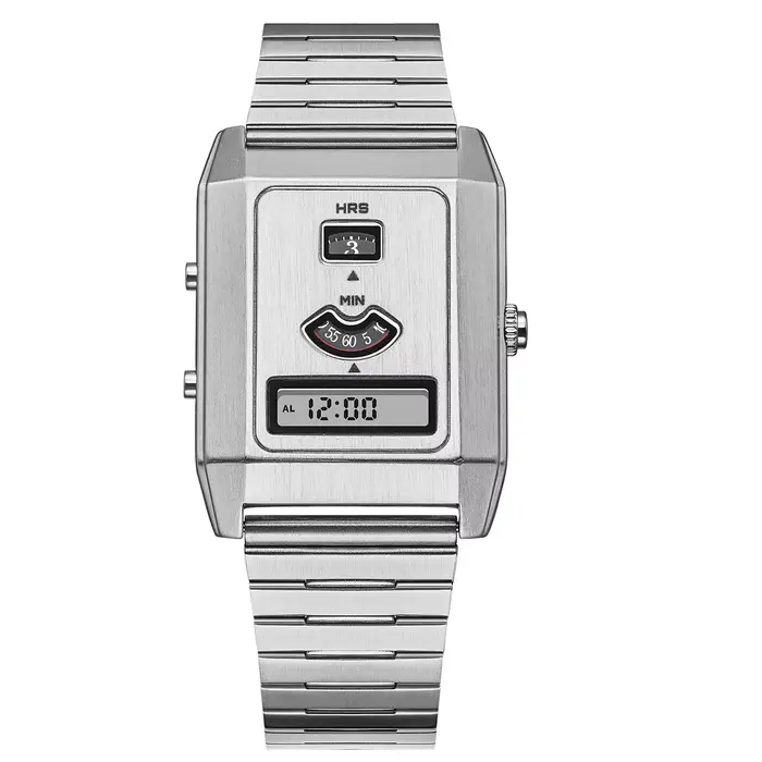 Montre pour hommes avec cadran rectangulaire Tri-affichage alarme rétro-éclairage Quartz mouvement h