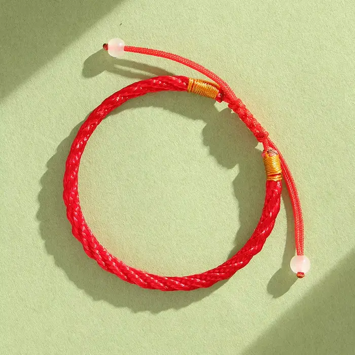 Bracelet tressé à la main en fil rouge porte-bonheur, 1 pièce, Braslet ethnique réglable pour hommes