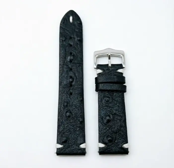 Nouvel Arrivage Bracelet de Montre en Cuir Grain d'Autruche 20mm 22mm avec Boucle Ardillon en Cuir P