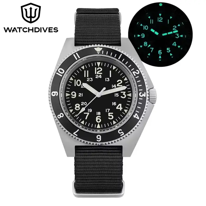 Watchdives WD1972 montre à Quartz VH31 balayage secondes mouvement saphir cristal BGW9 lumineux 20Bar étanche Vintage hommes montres