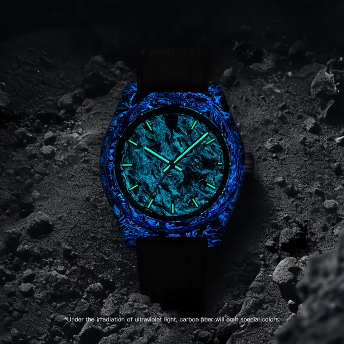 Montre mécanique automatique pour homme en fibre de carbone