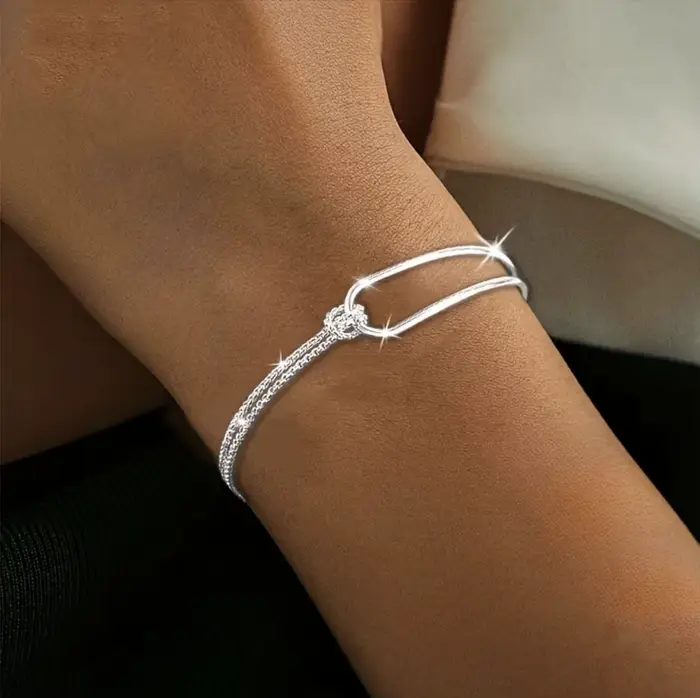 Bracelet Double couche en argent Sterling 925 pour femmes et filles