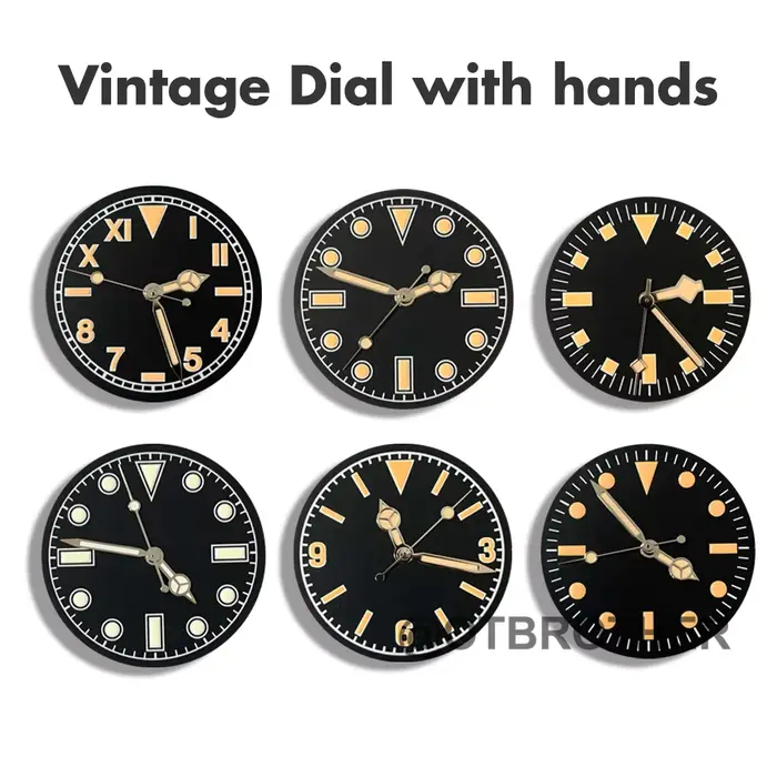 Cadran Vintage NH35 28.5MM avec aiguilles pour sous-marin des années 1960