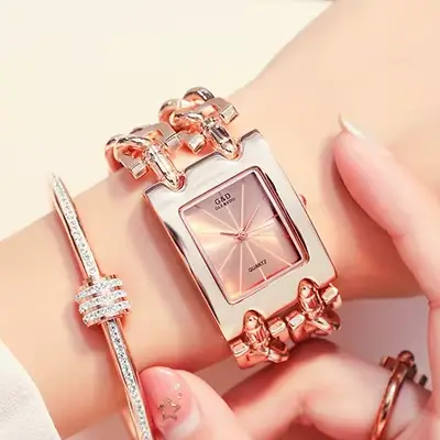 G & D-Montre-bracelet à quartz double bracelet pour femme, horloge décontractée, marque supérieure, 