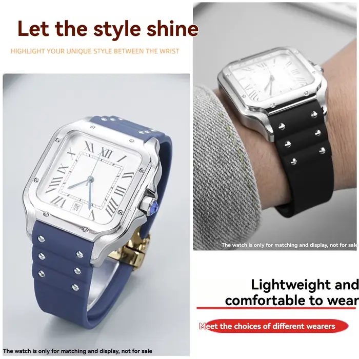 Bracelet de montre en caoutchouc/silicone véritable de 21 mm
