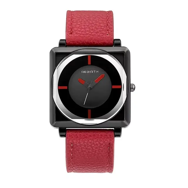 Rebirth-Montre-bracelet carrée en cuir et maille pour femme