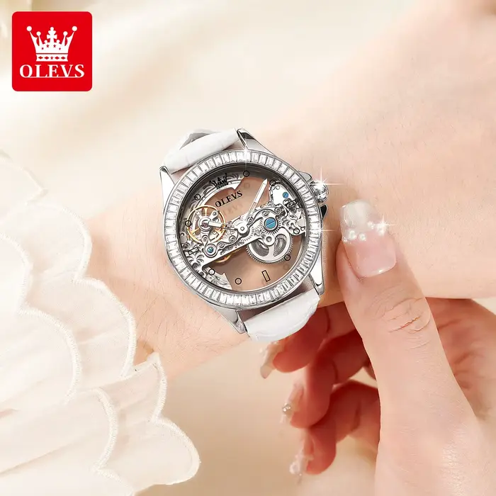 OLEVS Couple montres Original entièrement Transparent squelette automatique