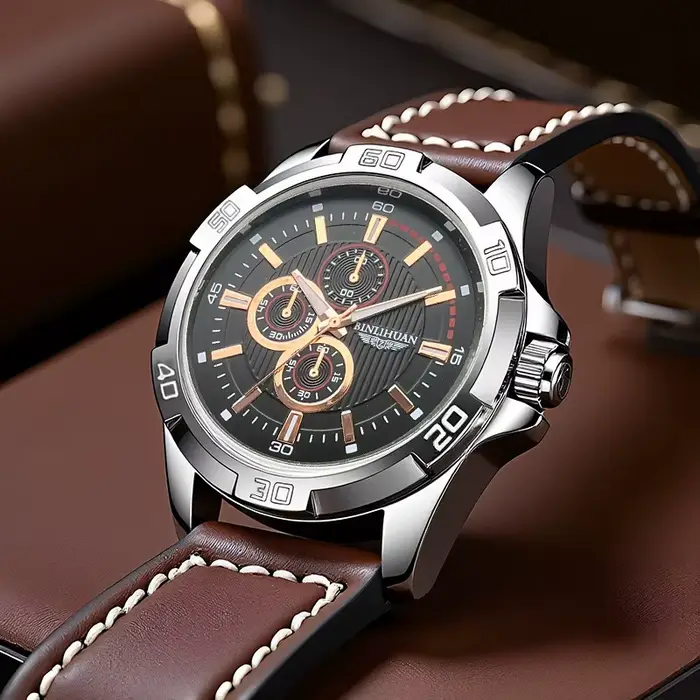 Montre décontractée et élégante en alliage avec bracelet en cuir pour homme occasions quotidiennes et spéciales