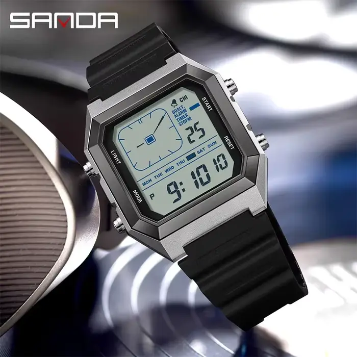 Montre numérique multifonction pour homme avec chronographe et fonction calendrier pour activités sportives et plein air
