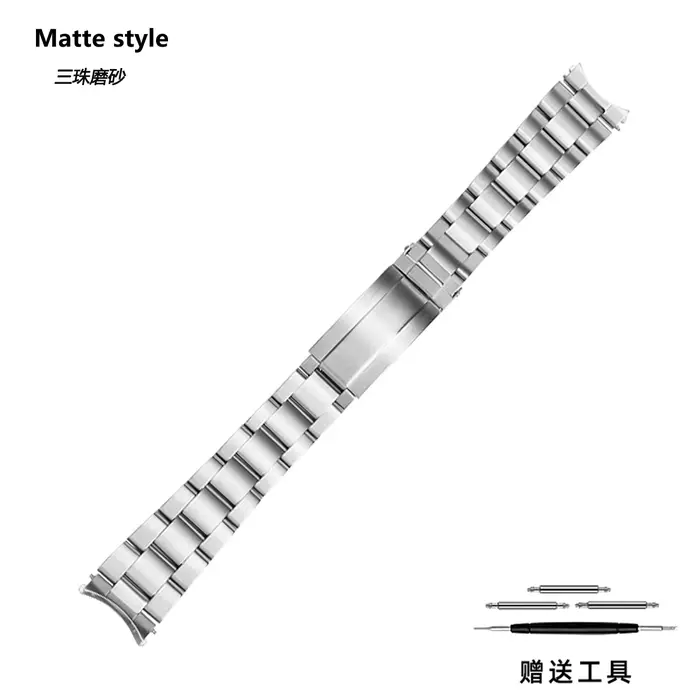Bracelet de montre à extrémités courbées creuses de 18 mm et 19 mm, maillons solides à visser, pour 