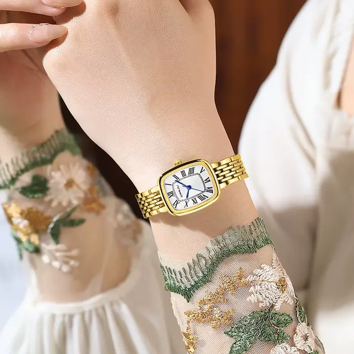 CRRJU Montres en or pour femme avec petit bracelet vintage
