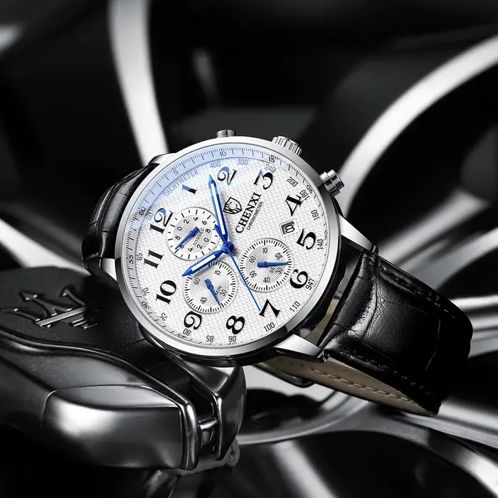 Marque CHENXI montre hommes chronographe horloge en cuir décontracté haute qualité montres à Quartz