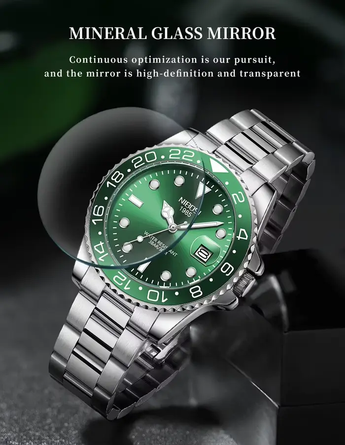 NIBOSI montre en acier inoxydable