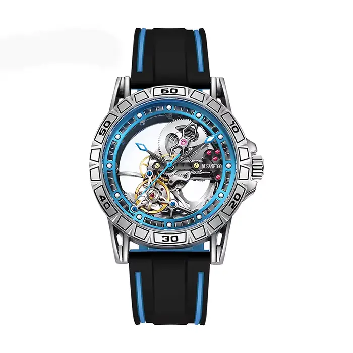 MUSANFIGO montre pour hommes entièrement automatique évidée avec mouvement mécanique, montre tendanc
