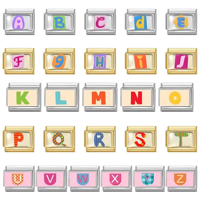 Bracelet italien coloré 26 lettres anglaises