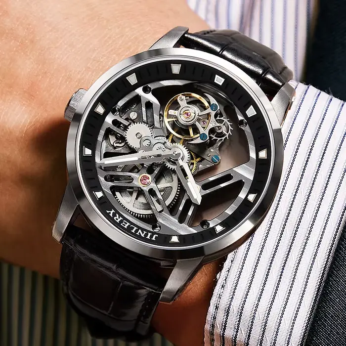 JINLERY montre de sport de luxe véritable Tourbillon