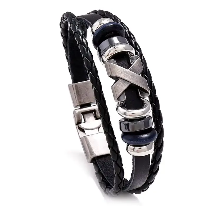 Bracelet en cuir tendance avec perles