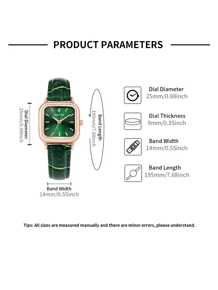 Montre simple pour femme avec petit mouvement à quartz carré ; petite