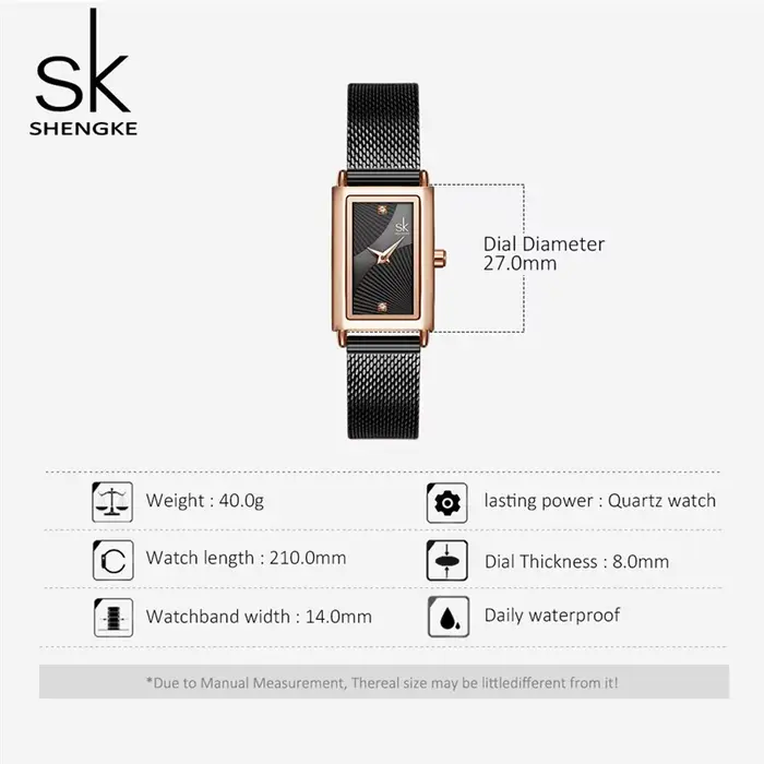 Shengke femmes montres mode genève concepteur dames montre de luxe marque Rectangle Quartz or montre-bracelet cadeaux