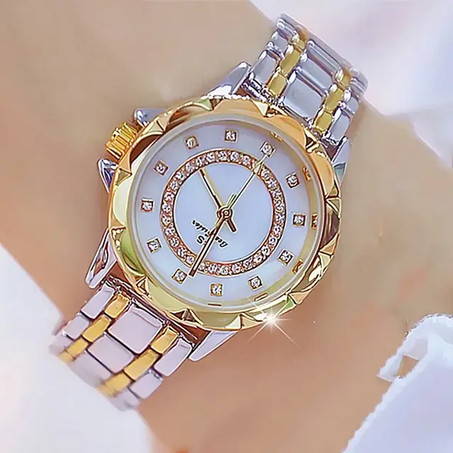 Diamant femmes montre de luxe marque 2025 strass élégant dames montres or Rose horloge