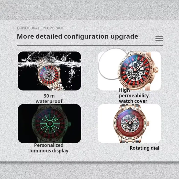 DULUNWE nouveau mouvement automatique montres mécaniques chiffres arabes cadran rotatif Roulette