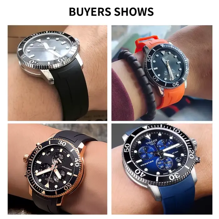 Bracelet de montre en caoutchouc silicone durable résistant à la transpiration pour Tissot SEASTAR Series unisexe occassions spéciales confortable et élégant