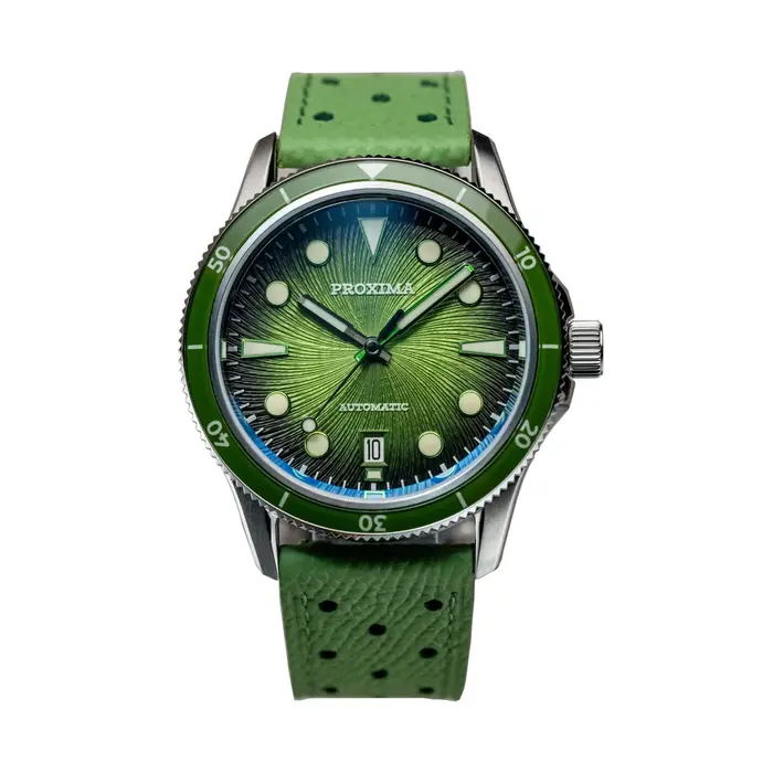 Montre automatique Proxima édition limitée pour hommes plongeur avec bracelet en cuir et cristal de saphir lumineux occasions spéciales