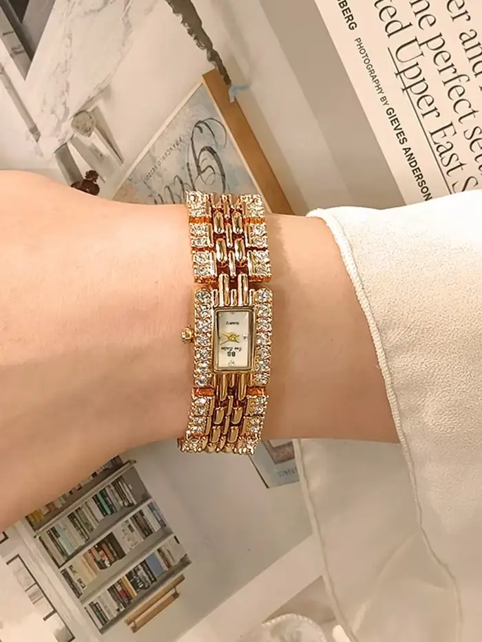 Femmes montre à Quartz Vintage or Rose argent cadran rectangulaire Reloj Mujer Orologio diamant cristal Bracelet horloge dames montre-Bracelet